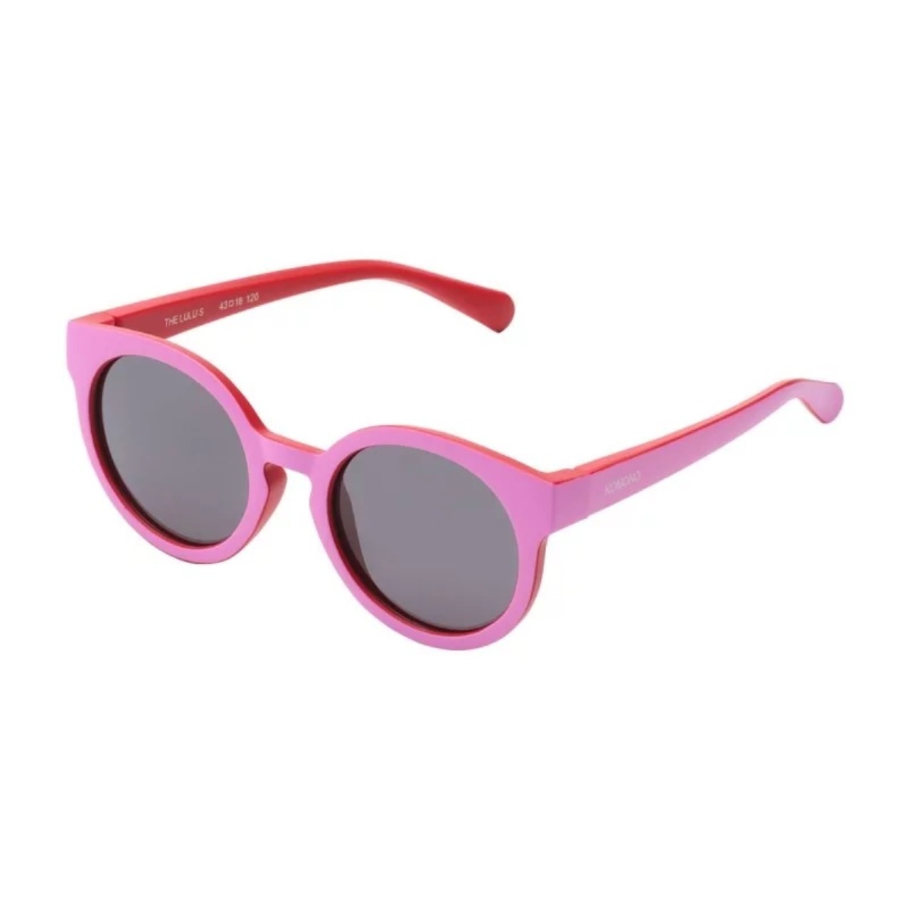Sonnenbrille, Rund, Pink, Grau Spiegelglas, Kunststoffrahmen