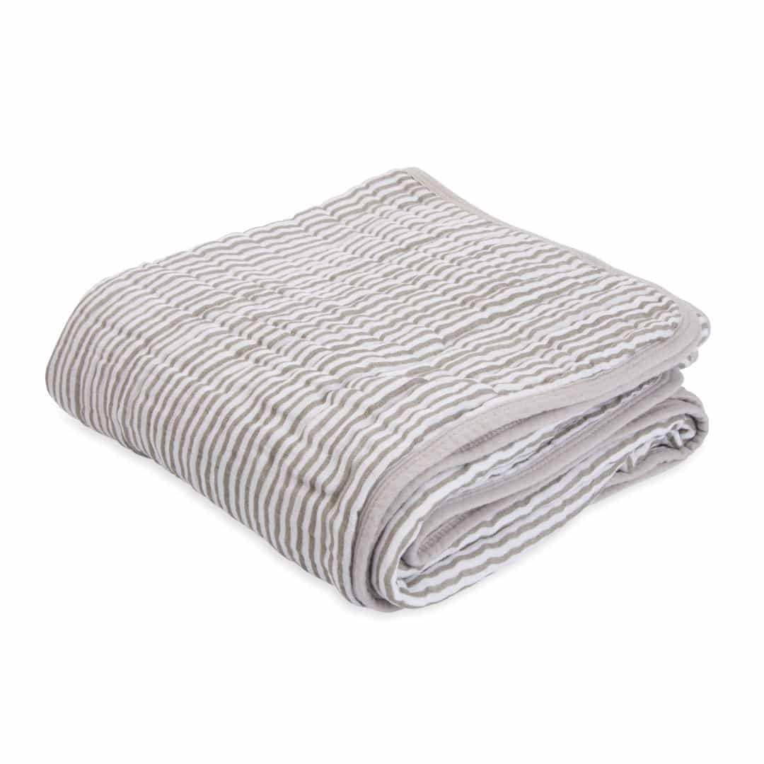 Cotton Muslin Quilt - Grey Stripe Cotton Muslin Quilt - Grey Stripe