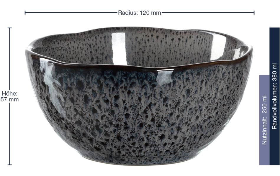 Leonardo Schale Matera 380ml Anthrazit 6tlg Schale, Suppenschüssel, Kunst, Porzellan, Töpferei