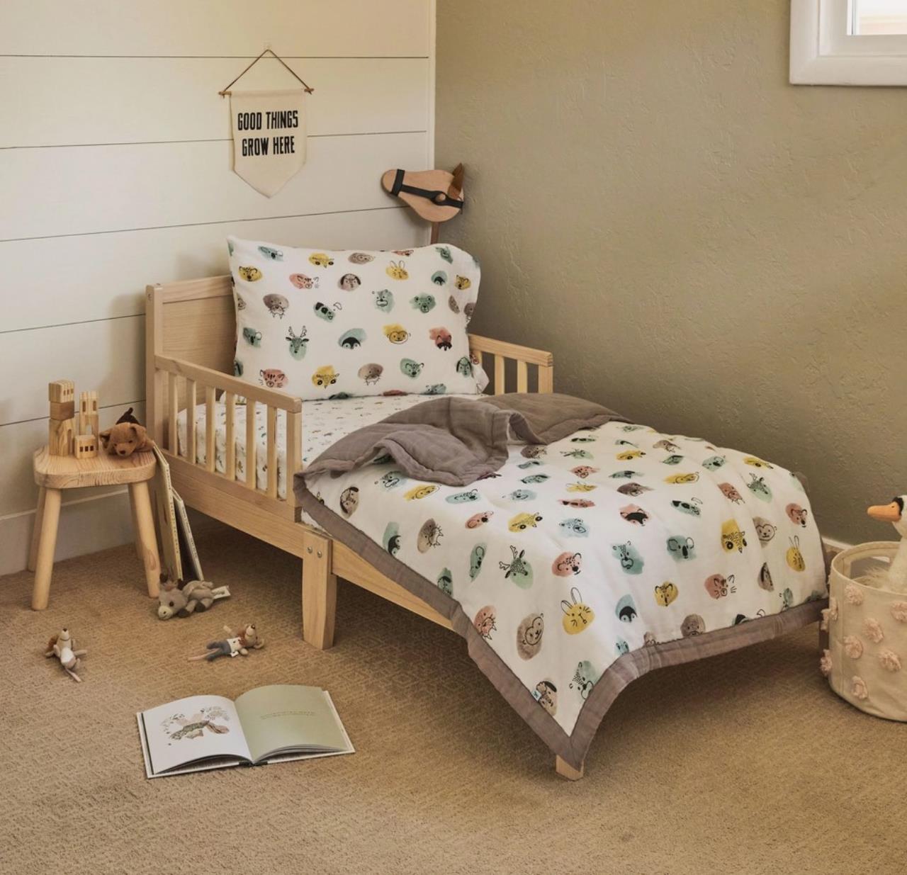Baumwolll-Muslin Toddler Comforter, Watercolor Critters