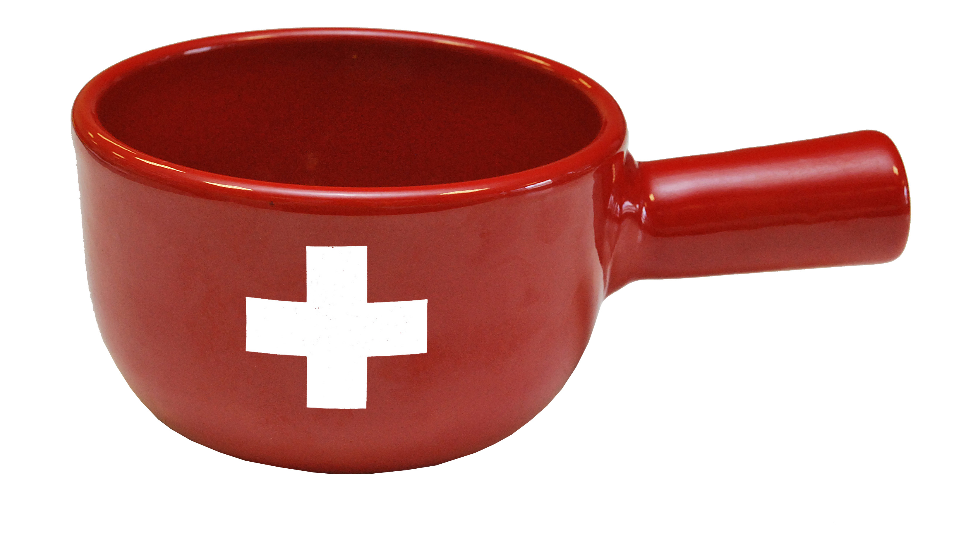 Caquelon aus Keramik Schweizer Kreuz rot Ø 12 cm