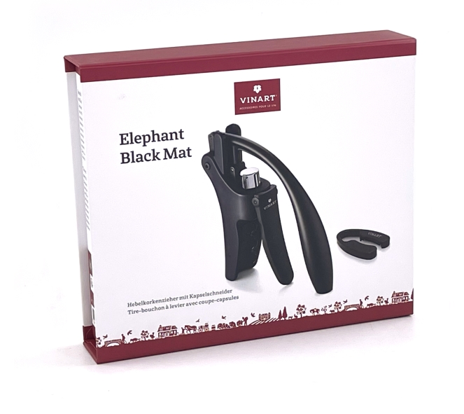ELEPHANT Hebelkorkenzieher schwarz matt mit Kapselschneider